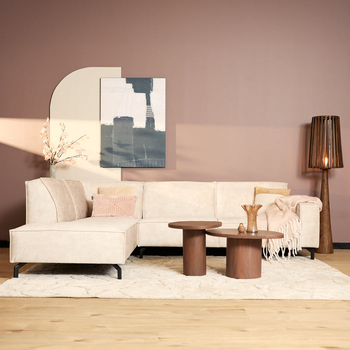 MySofa Floris Hoekbank Velvet Beige Divan Links+2,5 zits