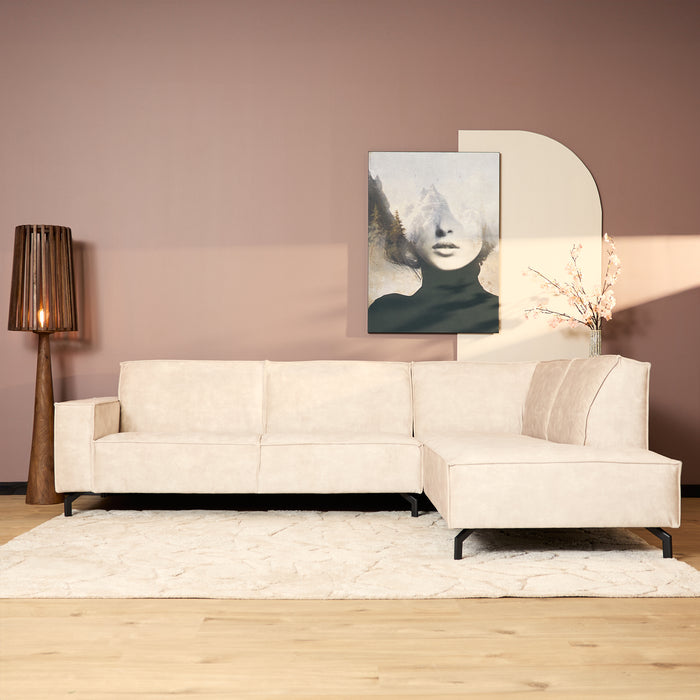 MySofa Floris Hoekbank Velvet Beige 2,5 zits+Divan Rechts