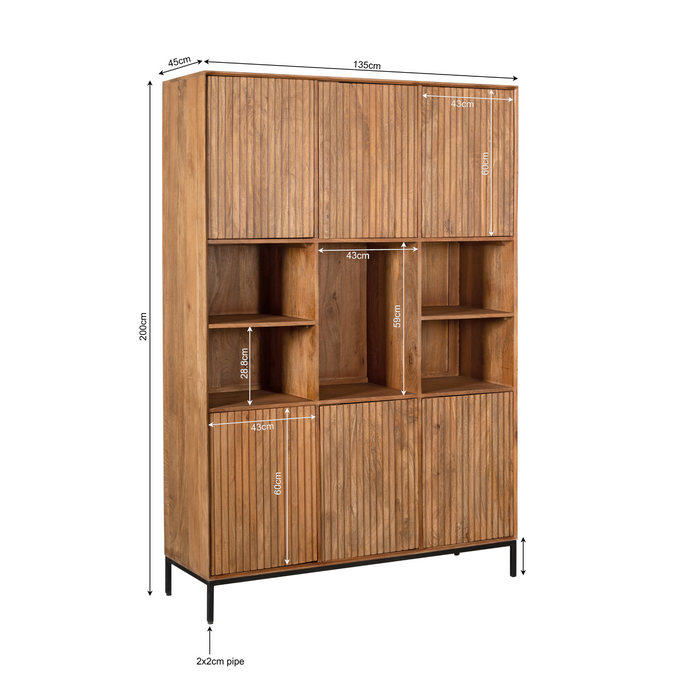 Vakkenkast Madison XL Naturel Mangohout 135 cm