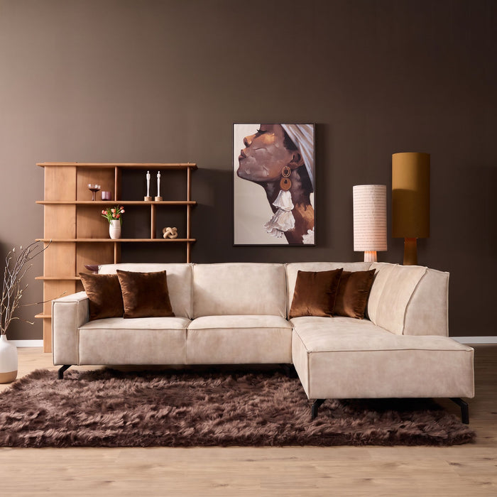 MySofa Floris Hoekbank Velvet Beige 2,5 zits+Divan Rechts