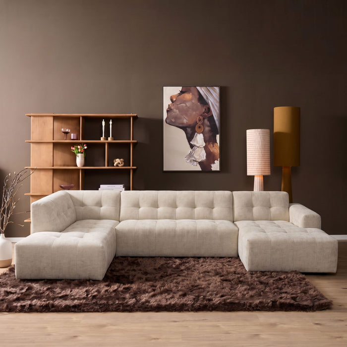 MySofa Ruby U-bank Beige Lounge L + 2,5 + Ottomane R