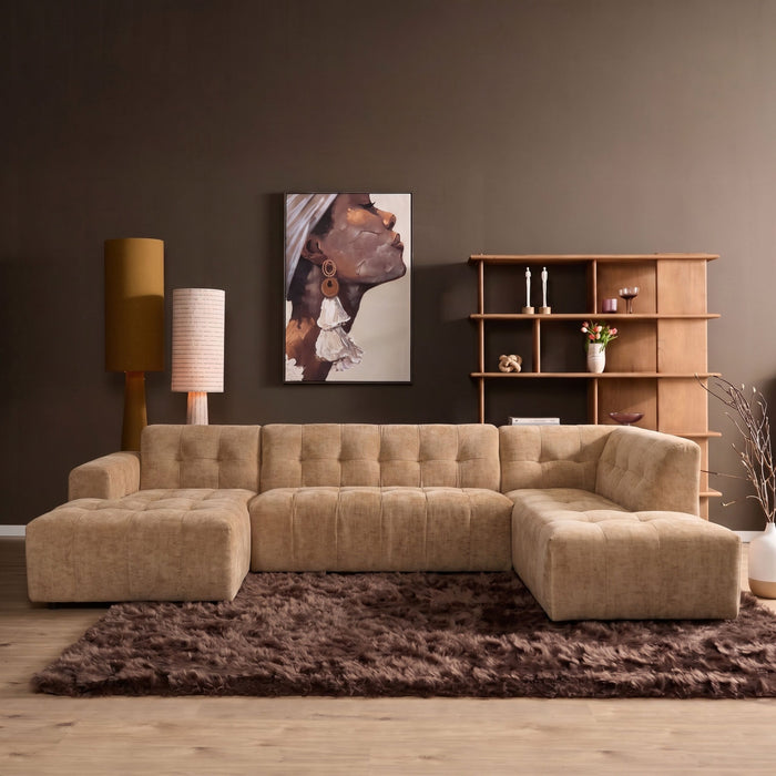 MySofa Ruby U-bank Beige Lounge L + 2,5 + Ottomane R