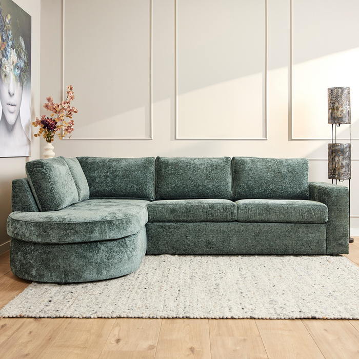 MySofa Alma Hoekbank Groen Divan Links+2,5 zits