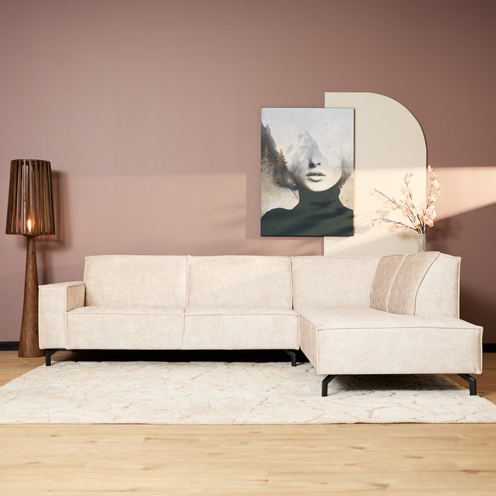 MySofa Floris Hoekbank Velvet Beige 2,5 zits+Divan Rechts