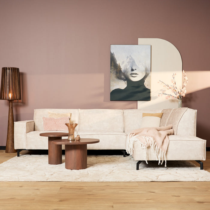 MySofa Floris Hoekbank Velvet Beige 2,5 zits+Divan Rechts