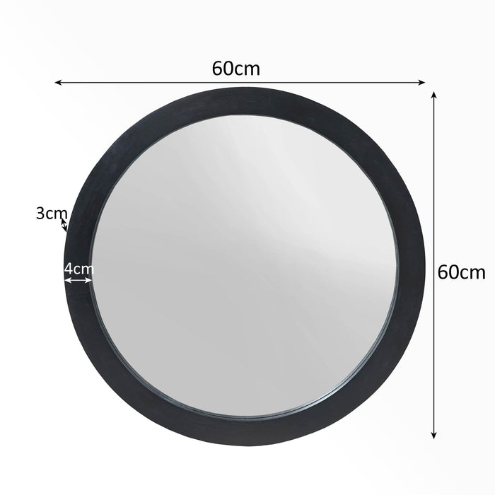 Ronde spiegel Dide Zwart Mangohout 40 cm