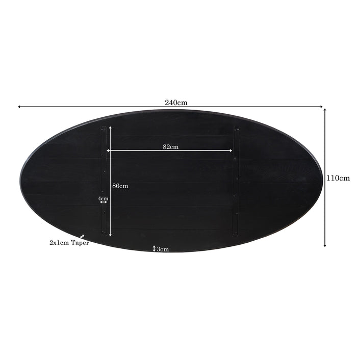 Eiken Blad Ferris Ovaal 240 cm Zwart
