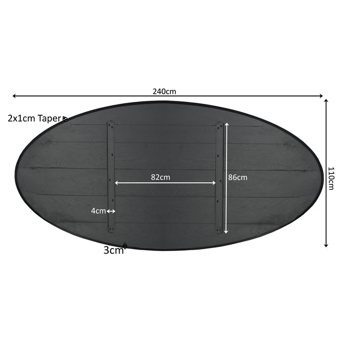 Eiken Blad Ferris Ovaal 240 cm Zwart