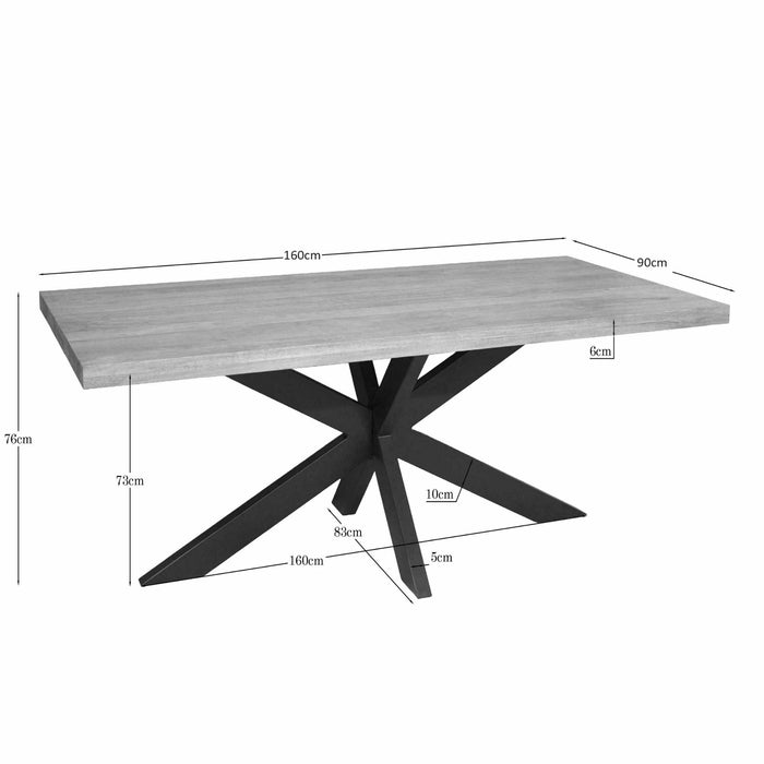 Rechthoekige eettafel Dakota Naturel Mangohout 160 cm