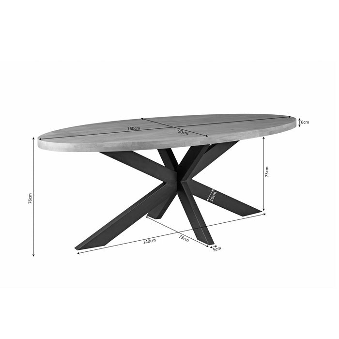 Ovale eettafel Dakota Naturel Mangohout 160 cm