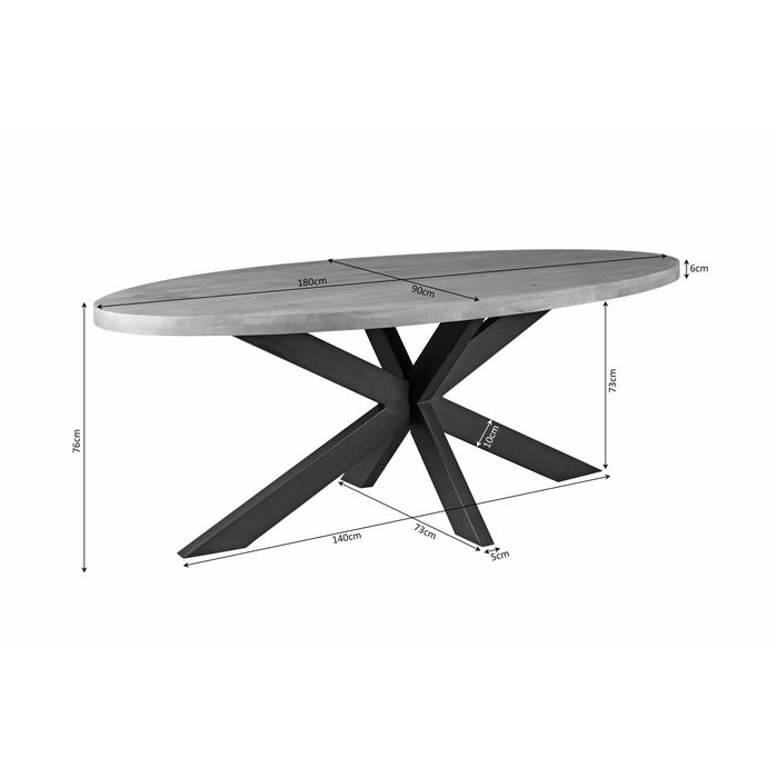 Ovale eettafel Dakota Naturel Mangohout 180 cm