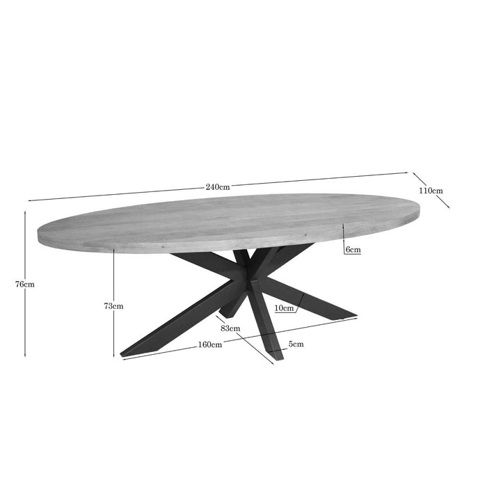 Ovale eettafel Dakota Naturel Mangohout 240 cm