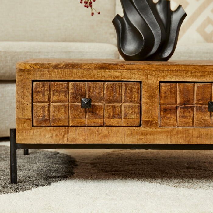 Vierkante salontafel Brandy Naturel Mangohout 80 cm