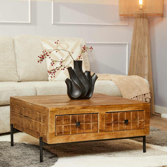 Vierkante salontafel Brandy Naturel Mangohout 80 cm