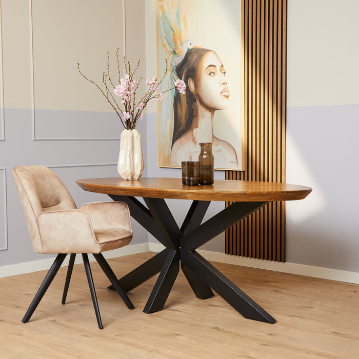 Ovale eettafel Brandy Naturel Mangohout 160 cm