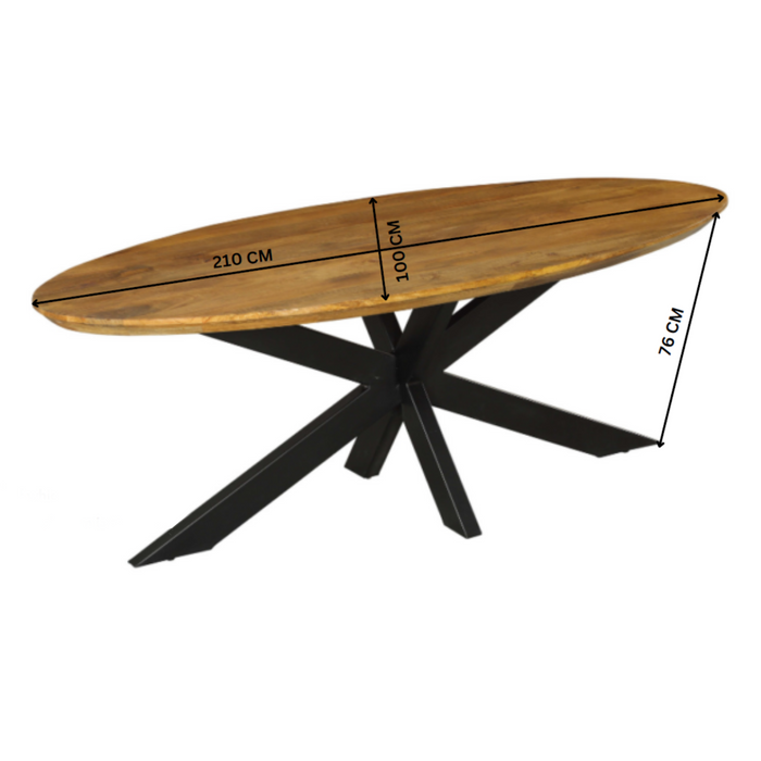 Ovale eettafel Brandy Naturel Mangohout 180 cm