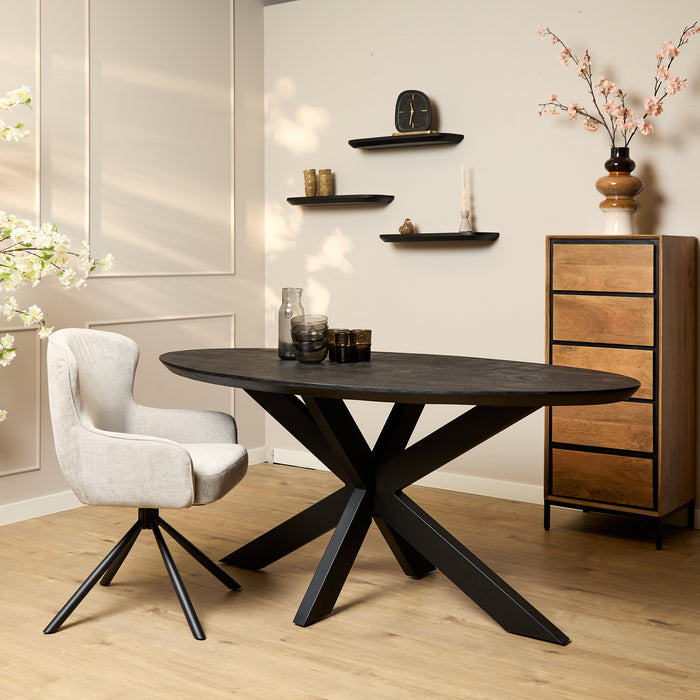 Ovale eettafel Brandy Zwart Mangohout 160 cm