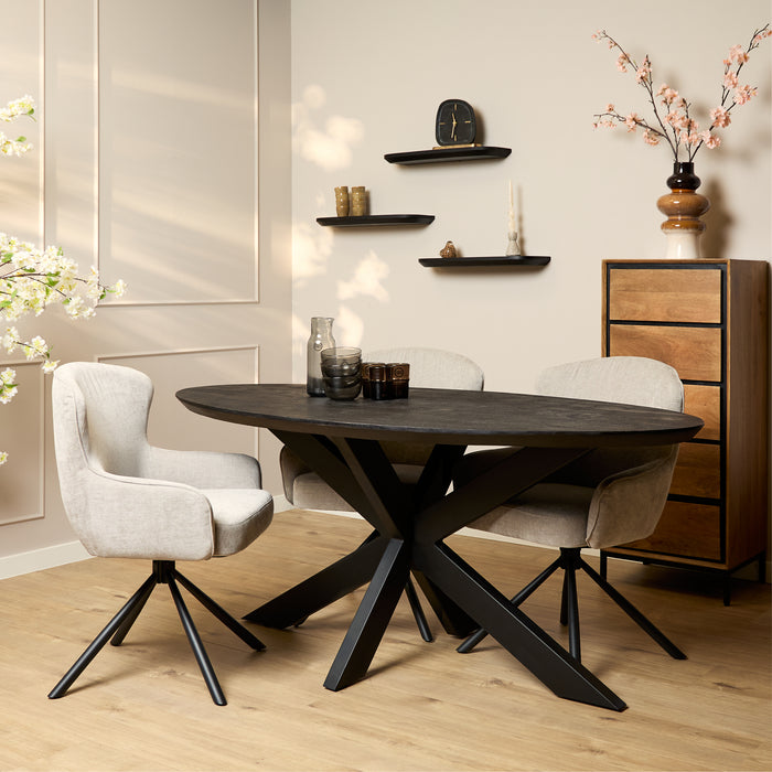 Ovale eettafel Brandy Zwart Mangohout 180 cm