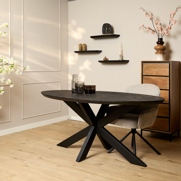 Ovale eettafel Brandy Zwart Mangohout 160 cm