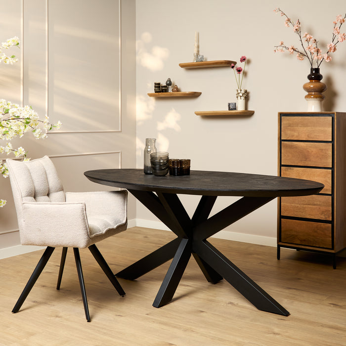 Ovale eettafel Brandy Zwart Mangohout 180 cm