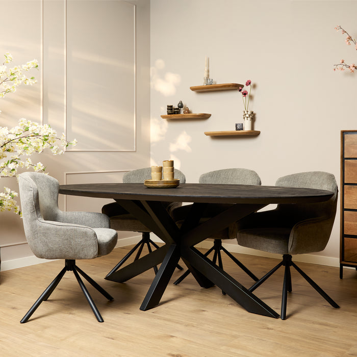 Ovale eettafel Brandy Zwart Mangohout 210 cm
