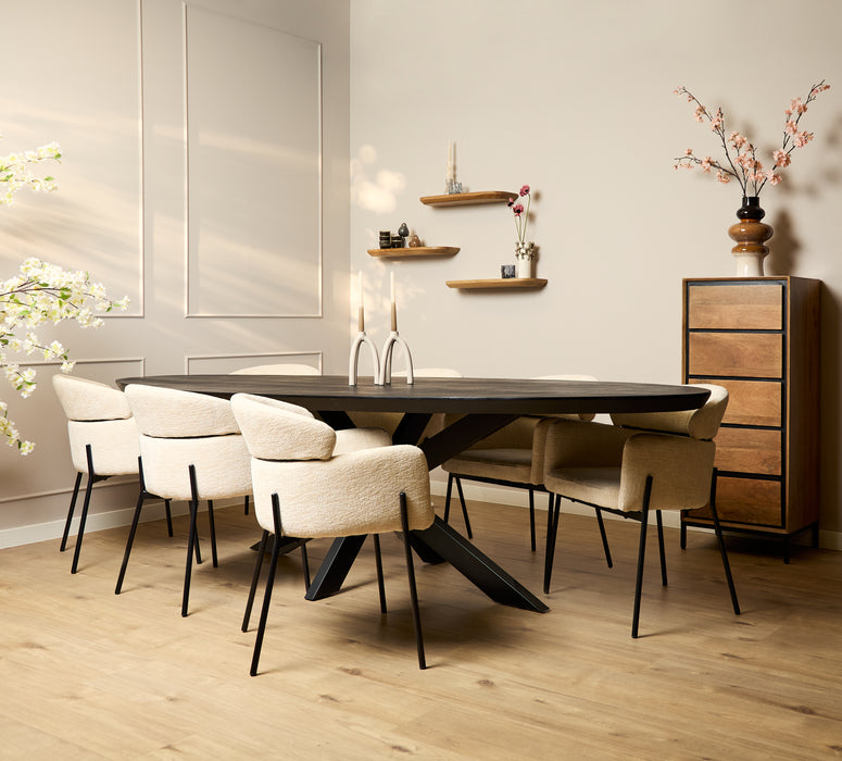 Ovale eettafel Brandy Zwart Mangohout 240 cm