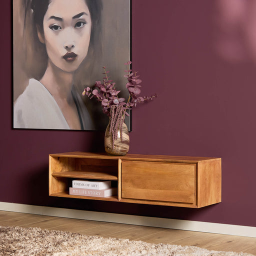 Zwevend tv meubel Ambiance Naturel Mangohout 120 cm