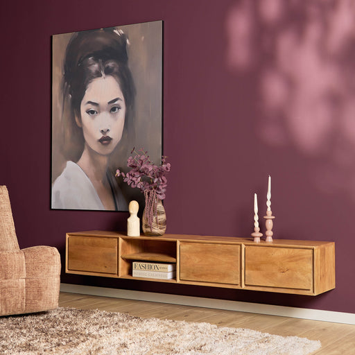 Zwevend tv meubel Ambiance Naturel Mangohout 200 cm