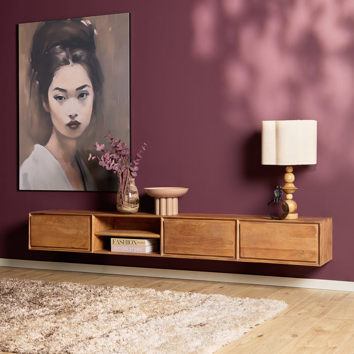 Zwevend tv meubel Ambiance Naturel Mangohout 120 cm