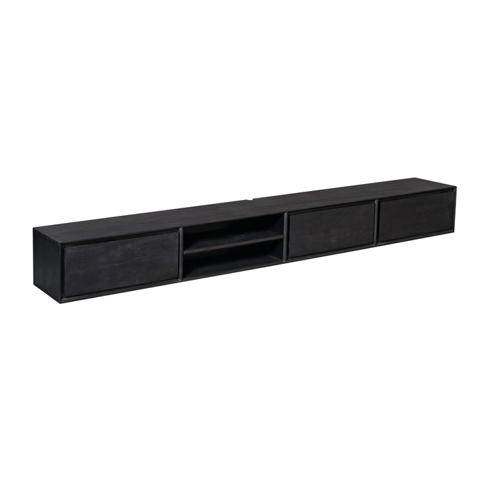 Zwevend tv meubel Ambiance Zwart Mangohout 240 cm