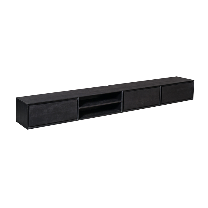 Zwevend tv meubel Ambiance Zwart Mangohout 280 cm