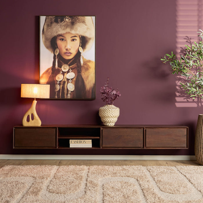 Zwevend tv meubel Ambiance Bruin Mangohout  240 cm