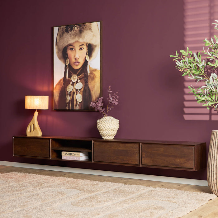 Zwevend tv meubel Ambiance Bruin Mangohout  280 cm