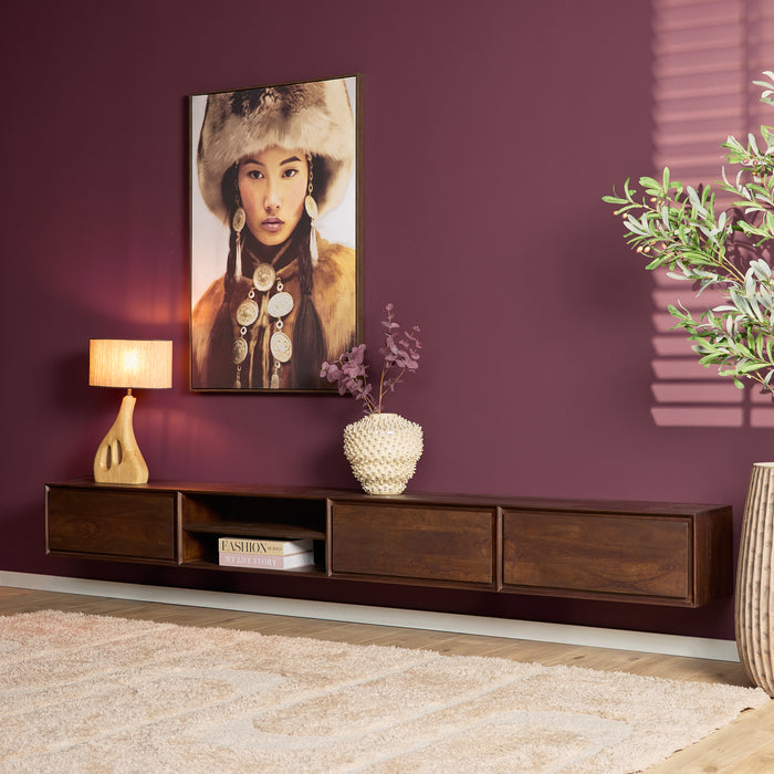 Zwevend tv meubel Ambiance Naturel Mangohout 120 cm