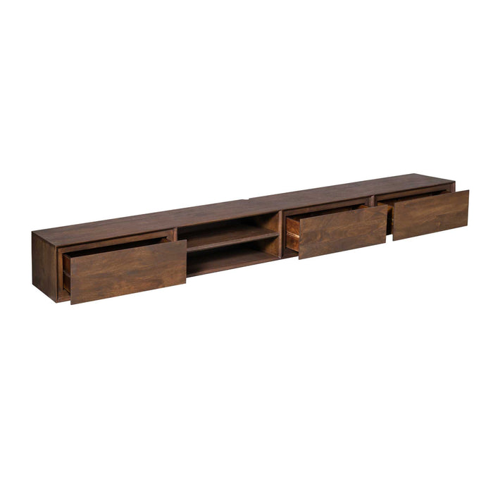 Zwevend tv meubel Ambiance Bruin Mangohout  280 cm