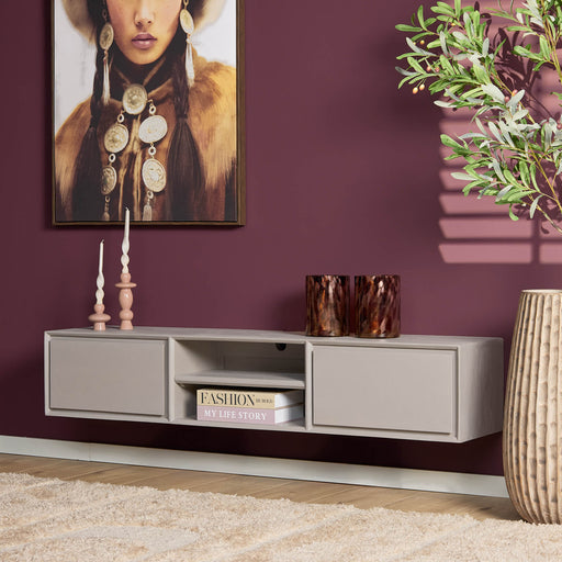 Zwevend tv meubel Ambiance Taupe Mangohout 160 cm