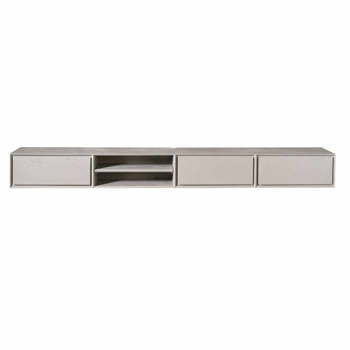 Zwevend tv meubel Ambiance Taupe Mangohout 280 cm