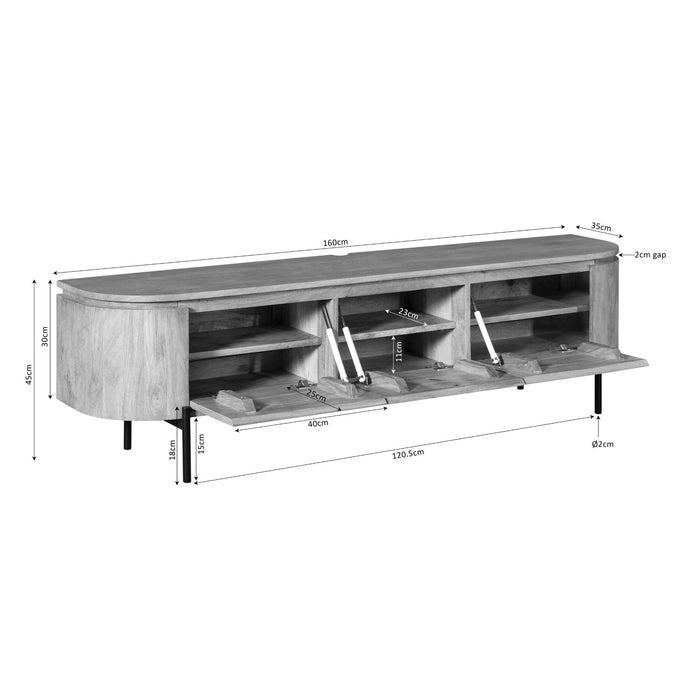 Tv meubel Excellent Naturel Mangohout 160 cm