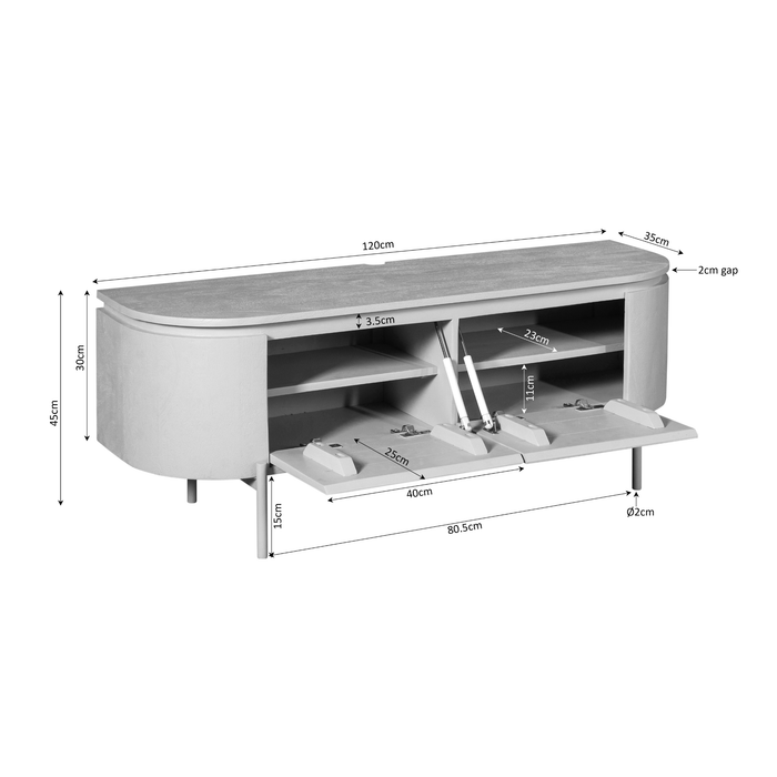 Tv meubel Excellent Taupe Mangohout 120 cm