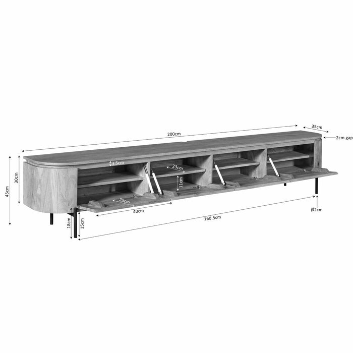 Tv meubel Excellent Taupe Mangohout 200 cm