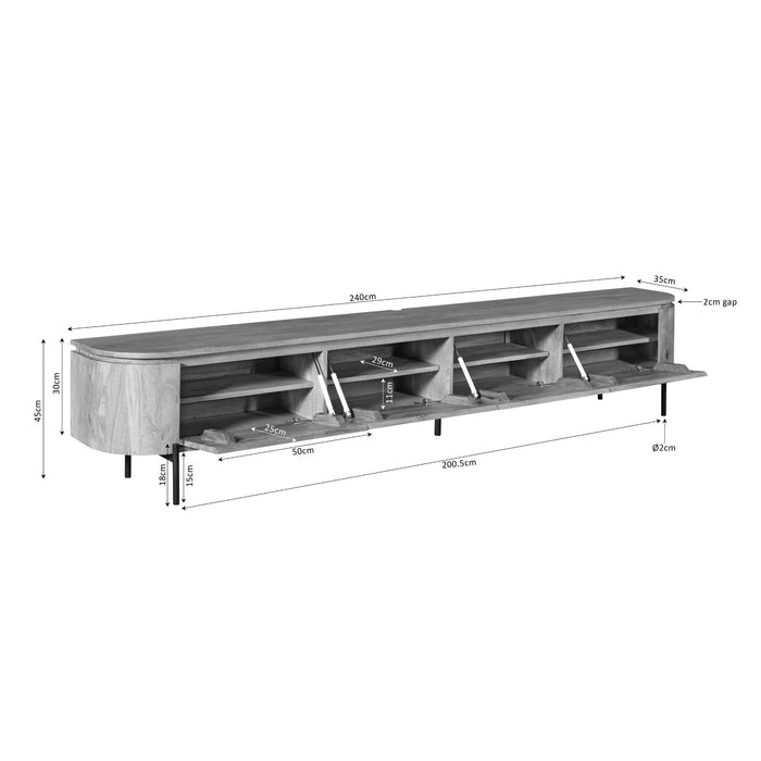 Tv meubel Excellent Taupe Mangohout 240 cm