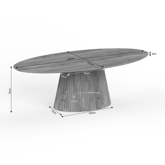 Ovale eettafel Solana Naturel Mangohout 240 cm
