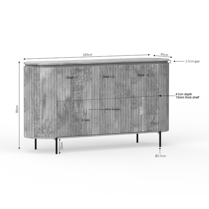 Dressoir Solana Naturel Mangohout 165 cm