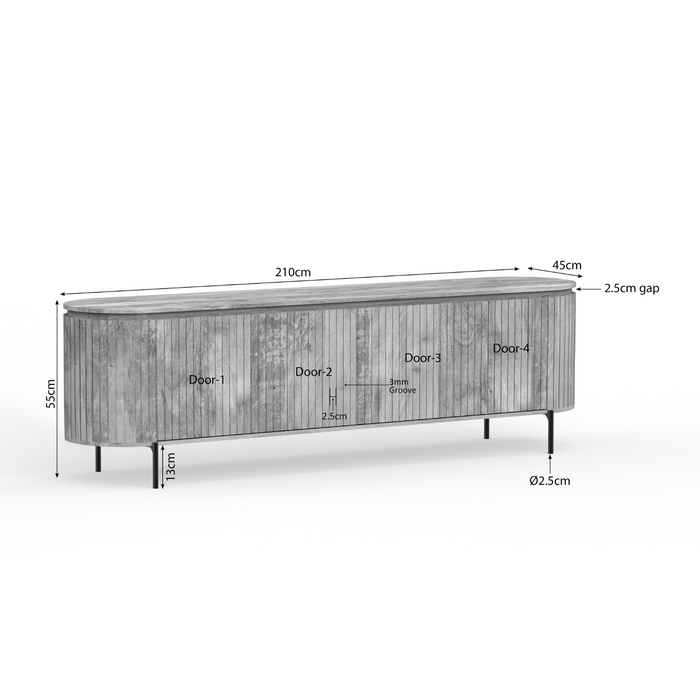Tv meubel Solana Naturel Mangohout 210 cm