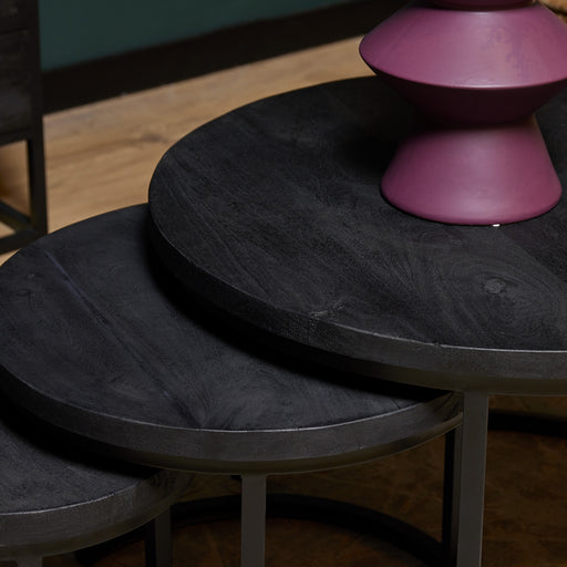 Salontafel set Triole Zwart Mangohout 70 cm