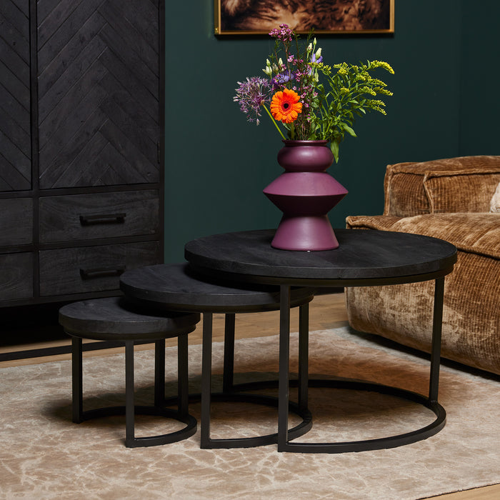 Salontafel set Triole Zwart Mangohout 70 cm