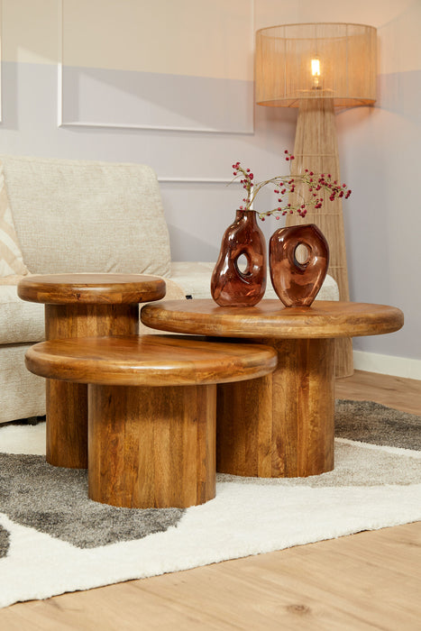Salontafel set Maya Naturel Mangohout 70 cm