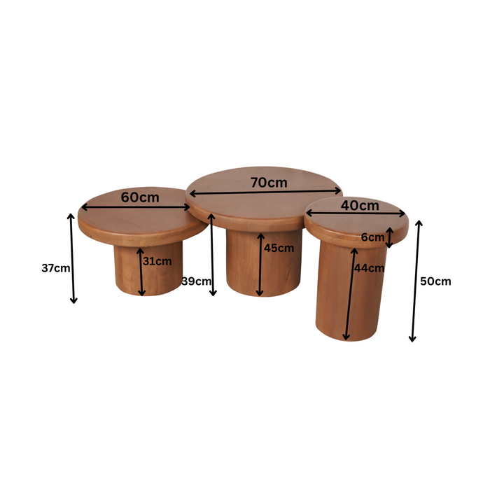 Salontafel set Maya Naturel Mangohout 70 cm