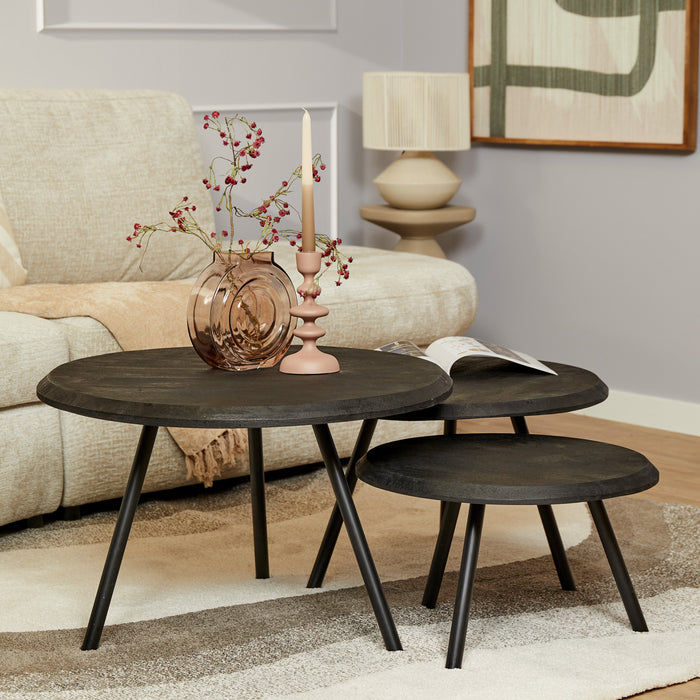 Salontafel set Ohio Zwart Mangohout 70 cm