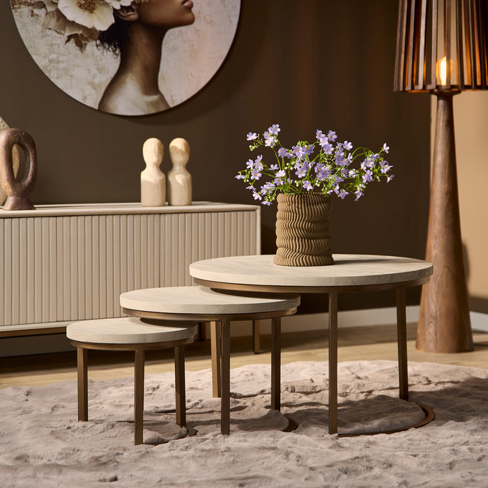 Salontafel set Madison Zand Mangohout 70 cm